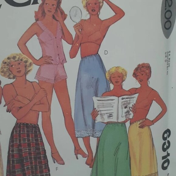 McCalls 6310 Sewing Pattern Petticoats Half Slips Camisole Panties Misses Large - Picture 2 of 3